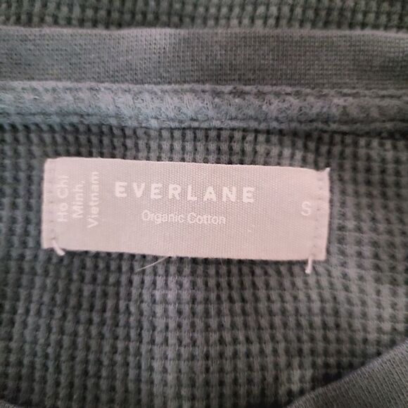 Everlane Evergreen Top S Green Organic Cotton‎ Tie Dye Waffle Knit Raglan Sleeve - Picture 5 of 6